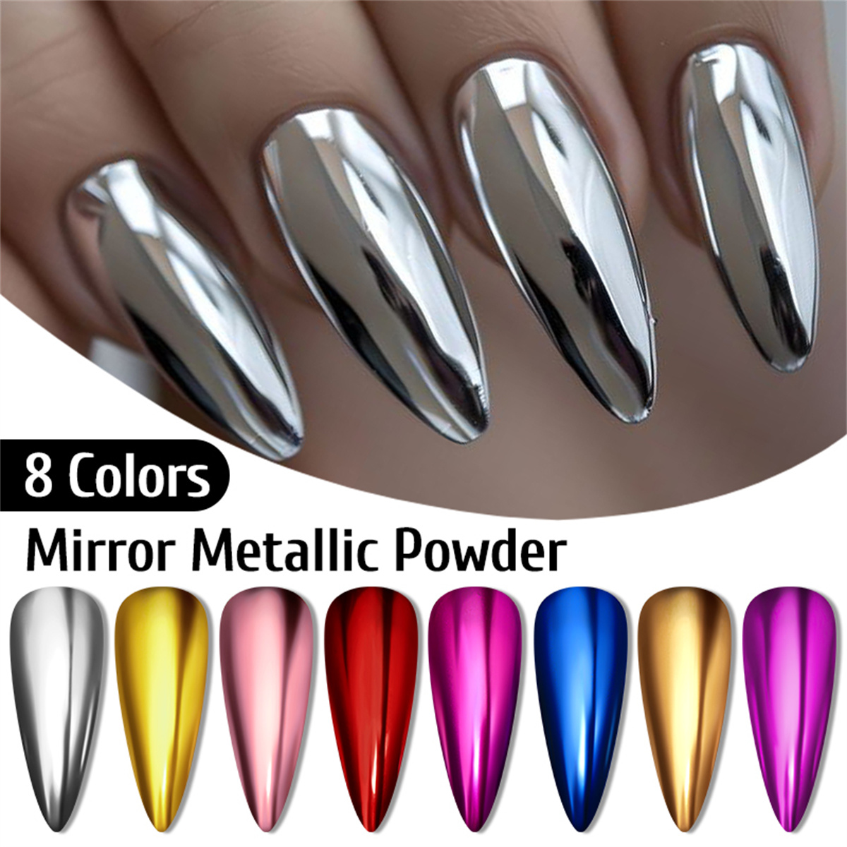 Nail Glitter Chrome - Metallisches Gold Silber Spiegelpulver Nagelglitzer Roségold