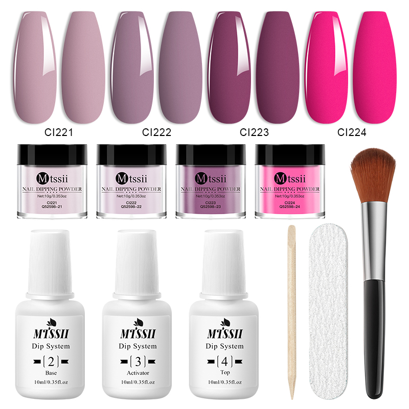 Nail Glitter Chrome - 10-teiliges Dip-Nail-Puder-Set 10ml Nude Pink Rot