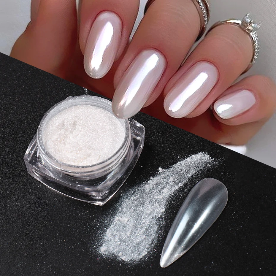 Nail Glitter Chrome - Weiße Perle Spiegel Mondlicht Nagel Pulver