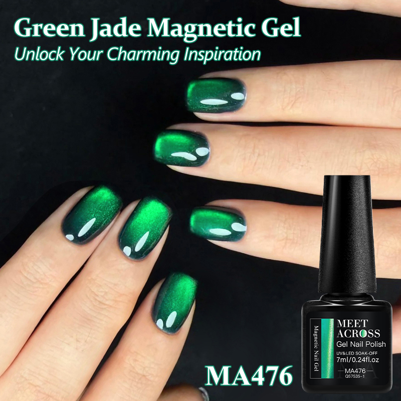 Nail Art Emerald Green - 7ml Smaragdgrüner Katzenaugen-Magnetgel-Nagellack Holographischer Hochglanz UV-LED-Nagelkunstgel