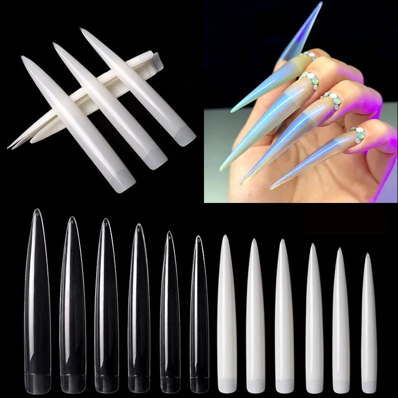 Nail Art Xl - Klare natürliche extra lange künstliche Nägel,