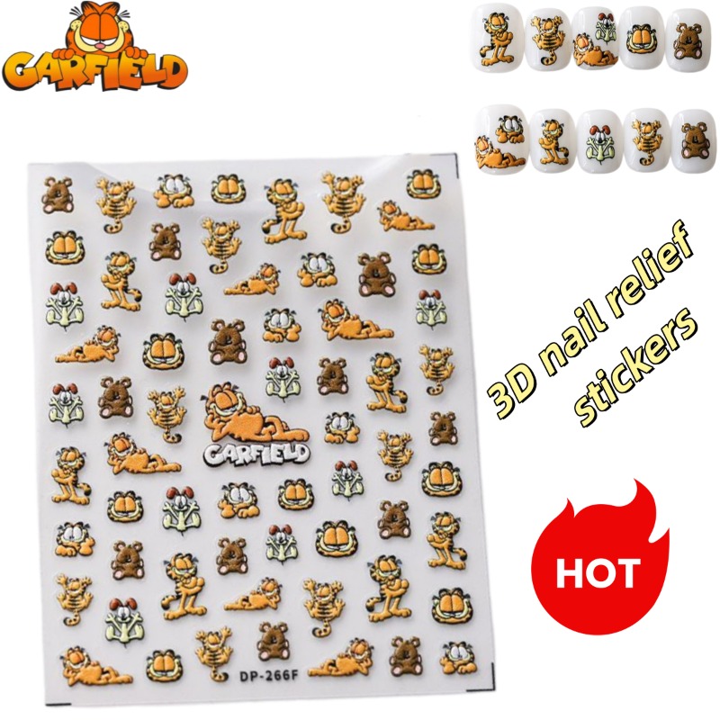Nail Art Motif - Cartoon Garfield Ins Style Nagel-Relief-Aufkleber mit