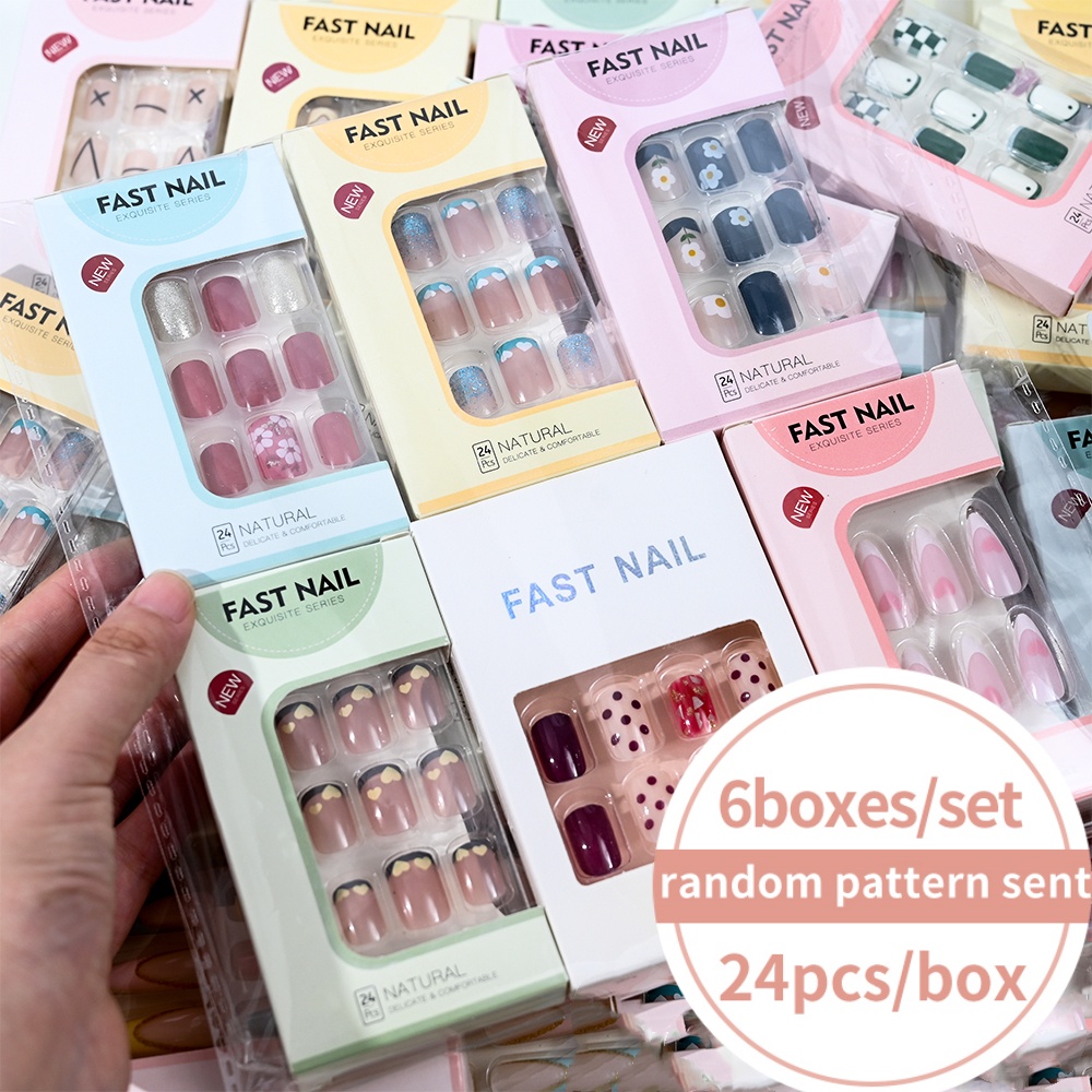 6 Boxen/Set Kurze Quadratische – Nail Art Aesthetic Bewertung und Preis