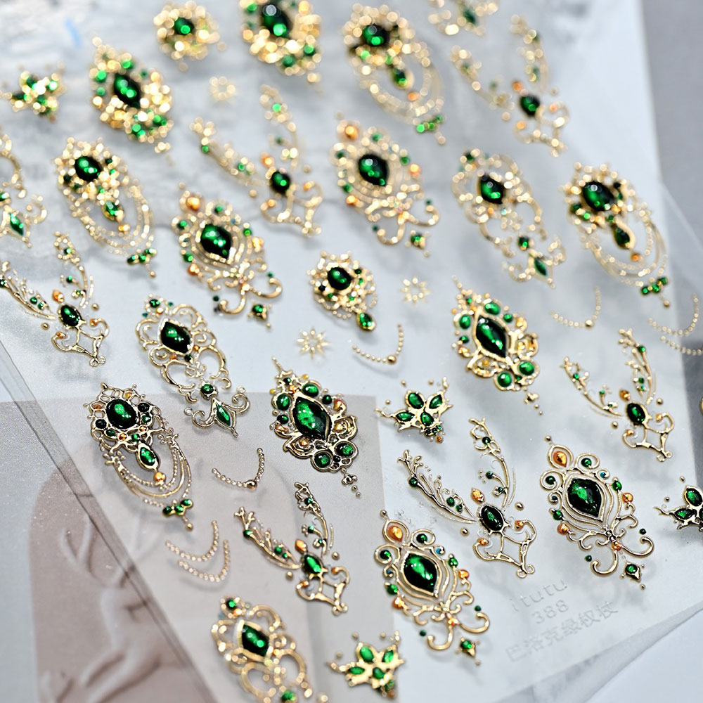 5D geprägte Smaragd-Edelsteine – Nail Art Emerald Green Bewertung und Preis