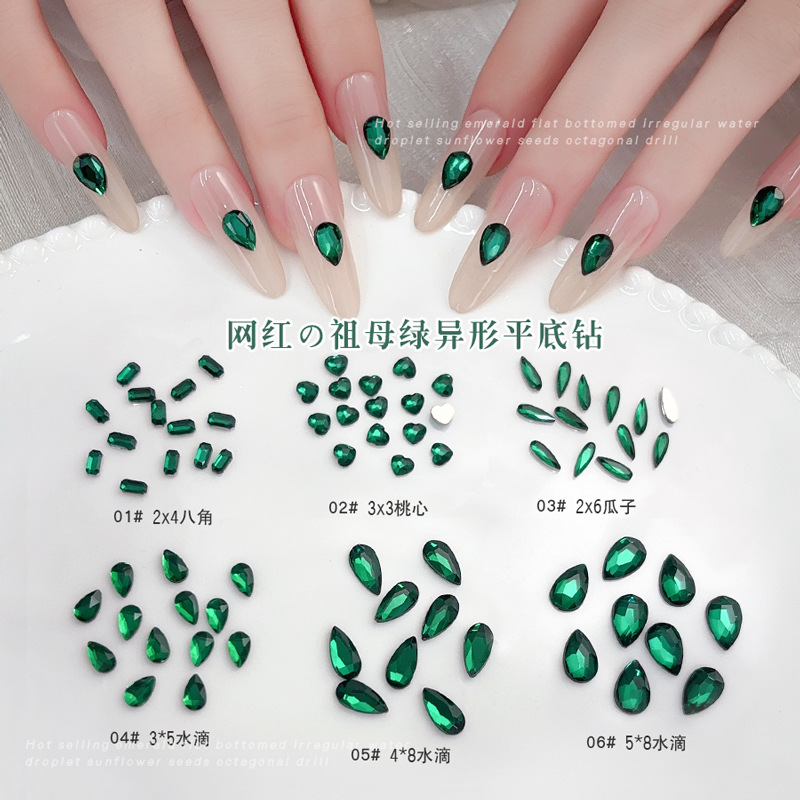 50PCS Dunkelgrün Flache Rückse – Nail Art Emerald Green Bewertung und Preis