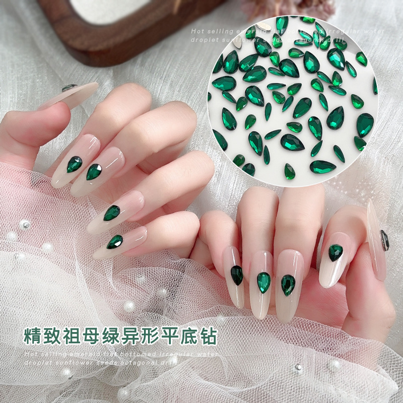 50PCS Dunkelgrün Flache Rückse – Nail Art Emerald Green Bewertung und Preis