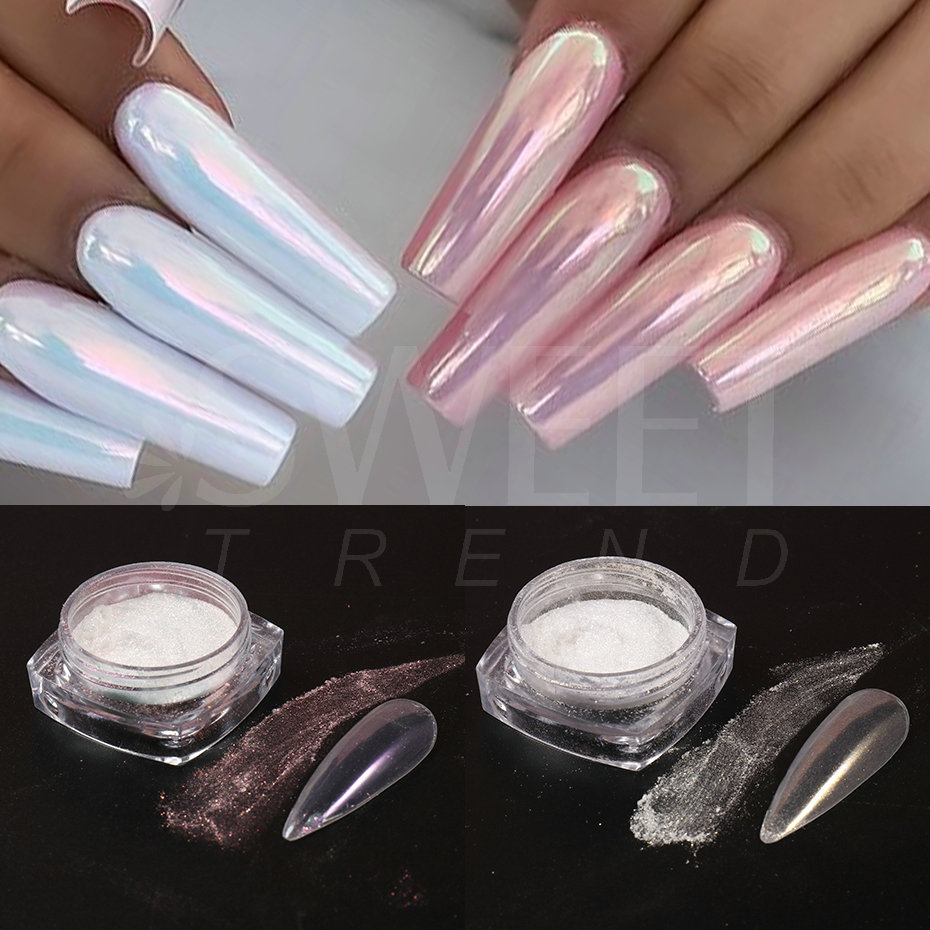 Weiße Perle Spiegel Mondlicht  – Nail Glitter Chrome Bewertung und Preis