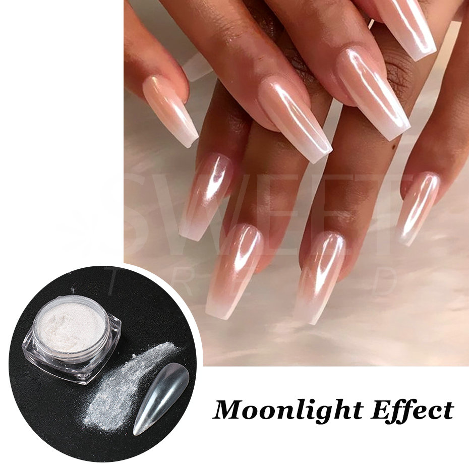 Weiße Perle Spiegel Mondlicht  – Nail Glitter Chrome Bewertung und Preis