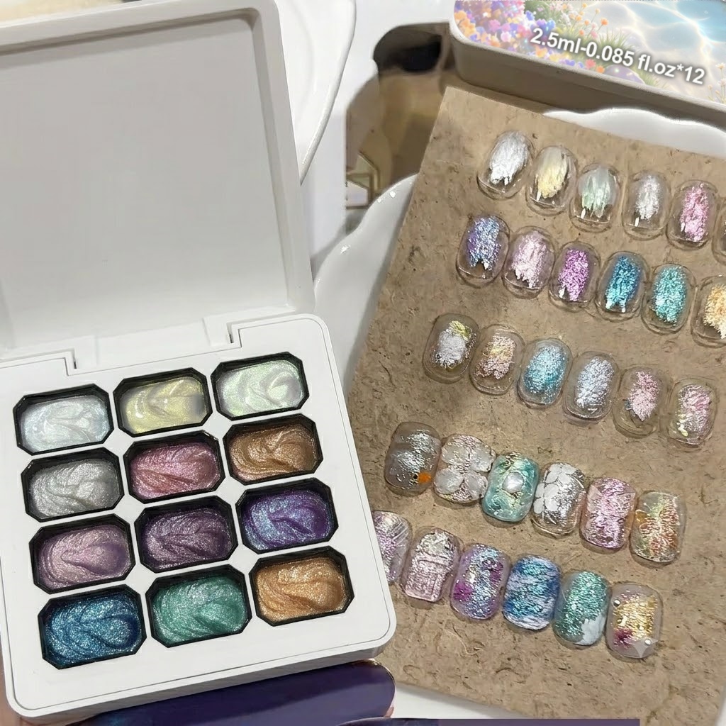 12 Farben Aurora Solid Nagelge – Nail Glitter Chrome Bewertung und Preis