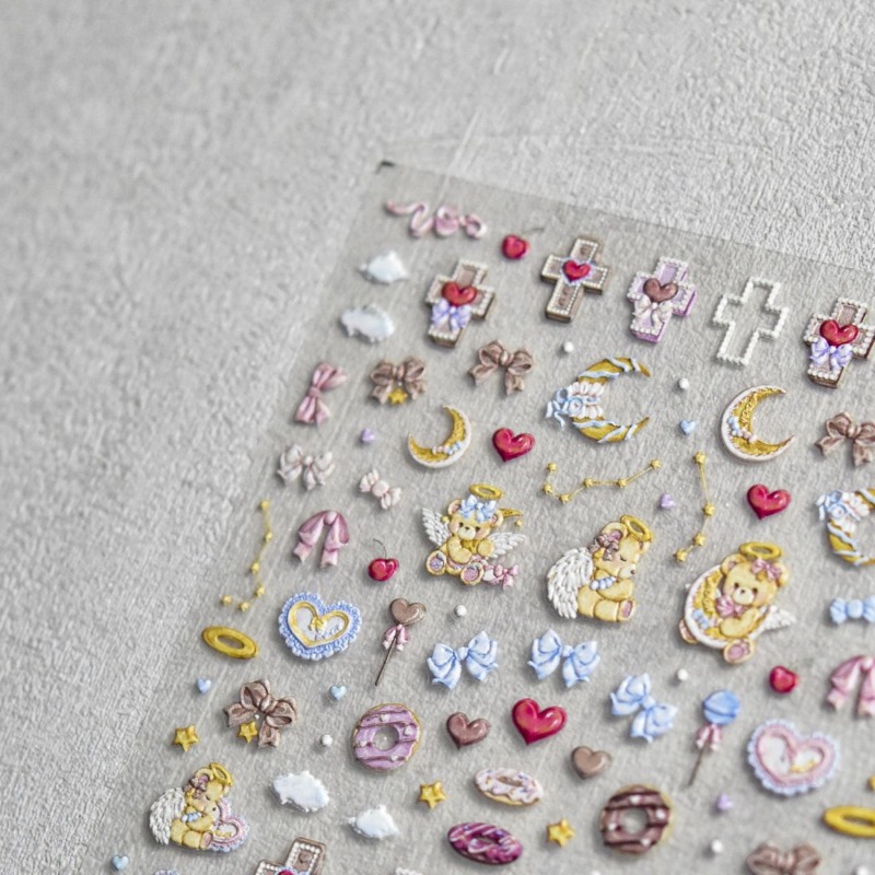 Süße Engel Bär Cartoon 3D Reli – Nail Art Motif Bewertung und Preis