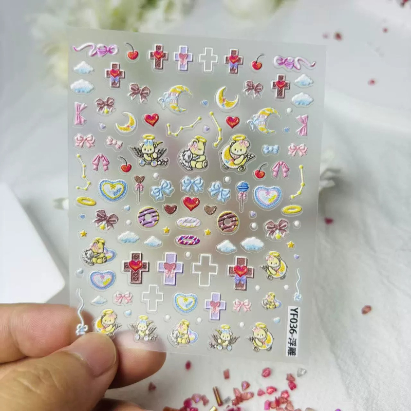 Süße Engel Bär Cartoon 3D Reli – Nail Art Motif Bewertung und Preis