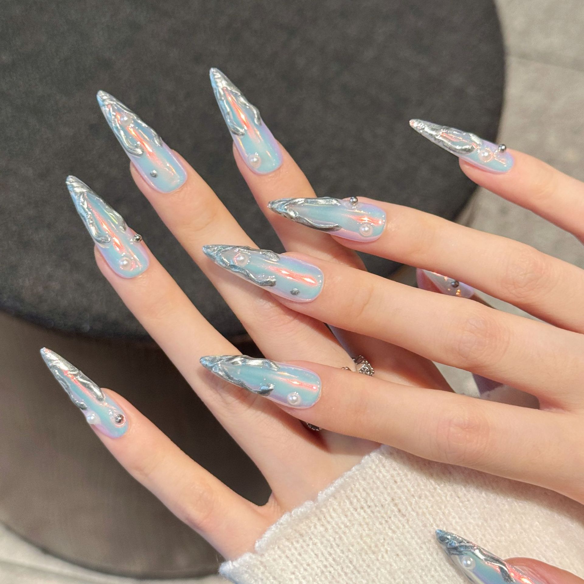 10 Stück Silber Aurora Lange S – Nail Art Aesthetic Bewertung und Preis