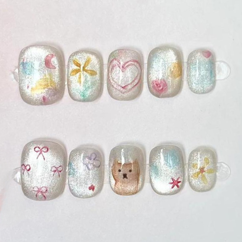 10 Stück süße kurze runde hand – Nail Art Aesthetic Bewertung und Preis