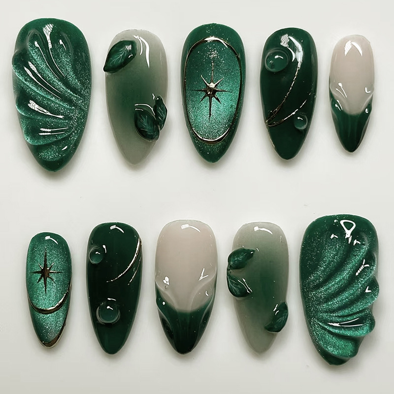 24-teiliges grünes French-Fake – Nail Art Aesthetic Bewertung und Preis