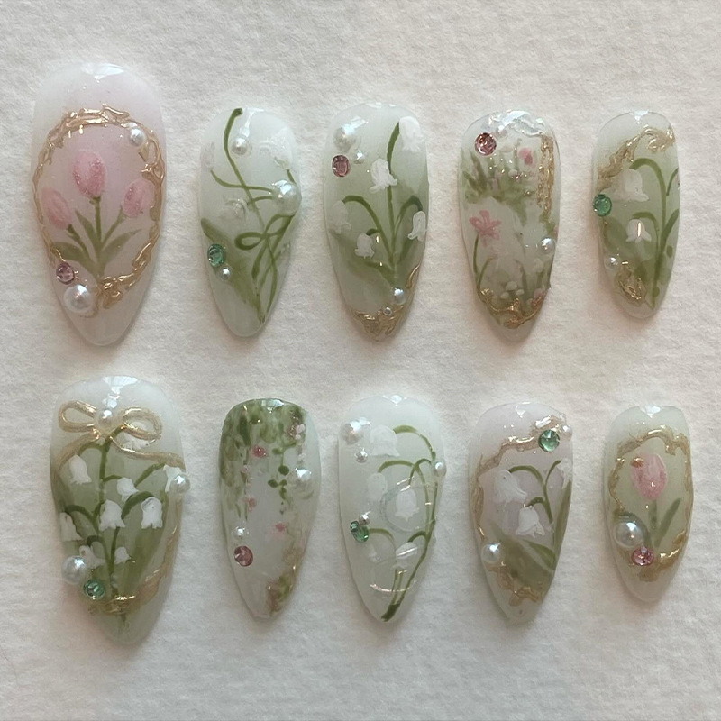24-teiliges grünes French-Fake – Nail Art Aesthetic Bewertung und Preis